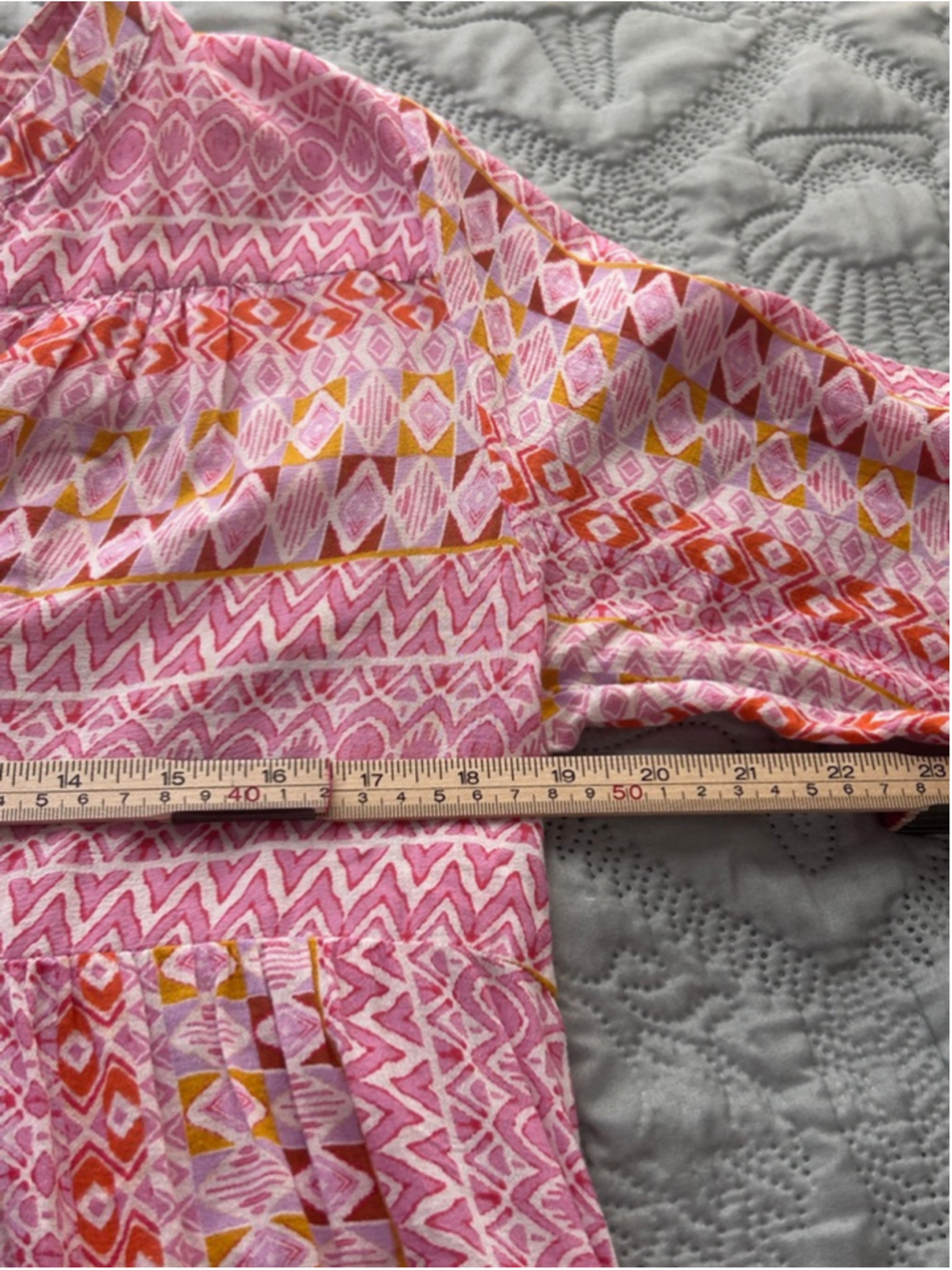 Xirena Billie Dress M Pink Geometric Block Print Cotton Babydoll Mini - Picture 11 of 12